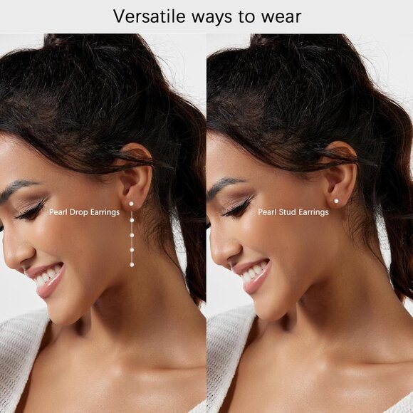 Jewelry Set-Silver Women Dainty Pearl Choker Earrings Bracelet Wedding Gift - Picture 3 of 7